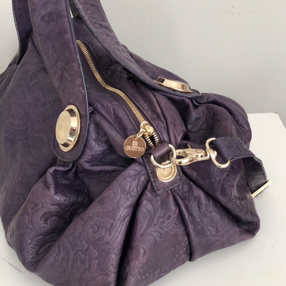 GUSTTO Purple Leather Crossbody Shoulder Bag - Picture 4 of 13